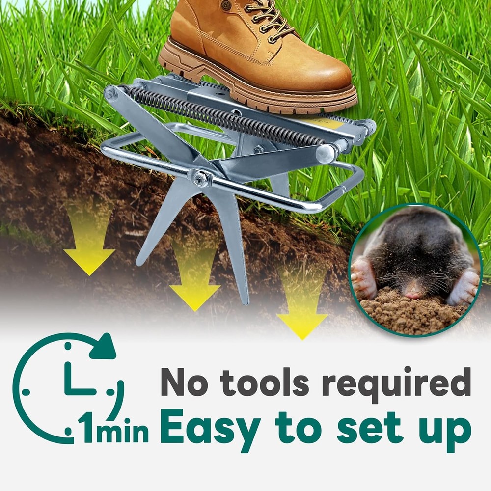 2 Pack Mole Traps,Galvanized Steel Scissor Trap,Reusable Mole Trap Killer