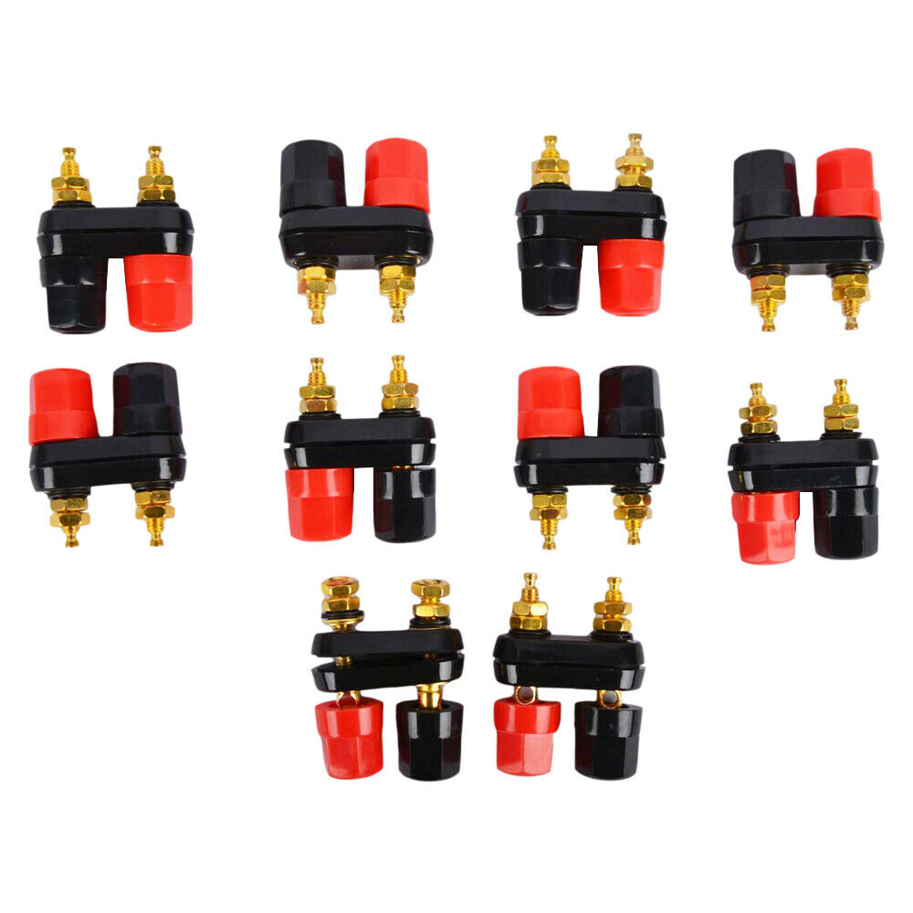New 10 Pcs Speaker Amplifier Terminal Binding Post Dual 2-way Female Banana Plug