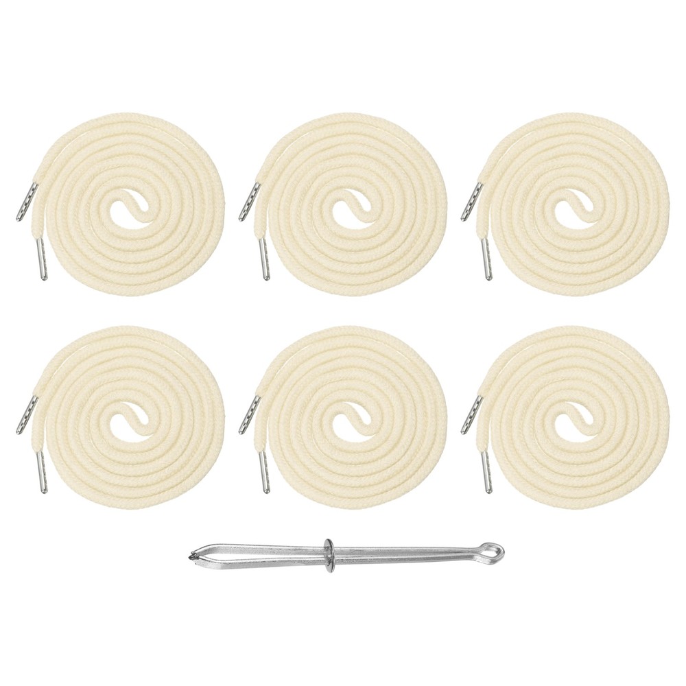 6 Pcs Hoodie Strings Drawstring Cords with Easy Threader (Beige)
