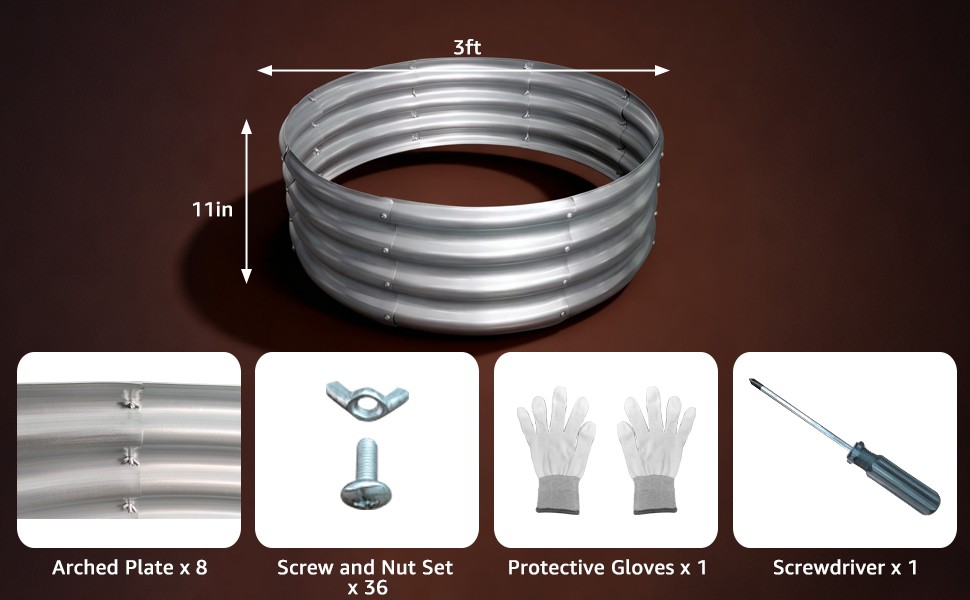 Silver Round Galvanized Steel 3ft Fire Ring Pit for Backyard, Camping