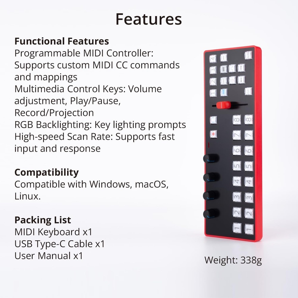 Vmix Switcher Control Panel for New Media Live Broadcast MIDI2.0 Software Keyboa