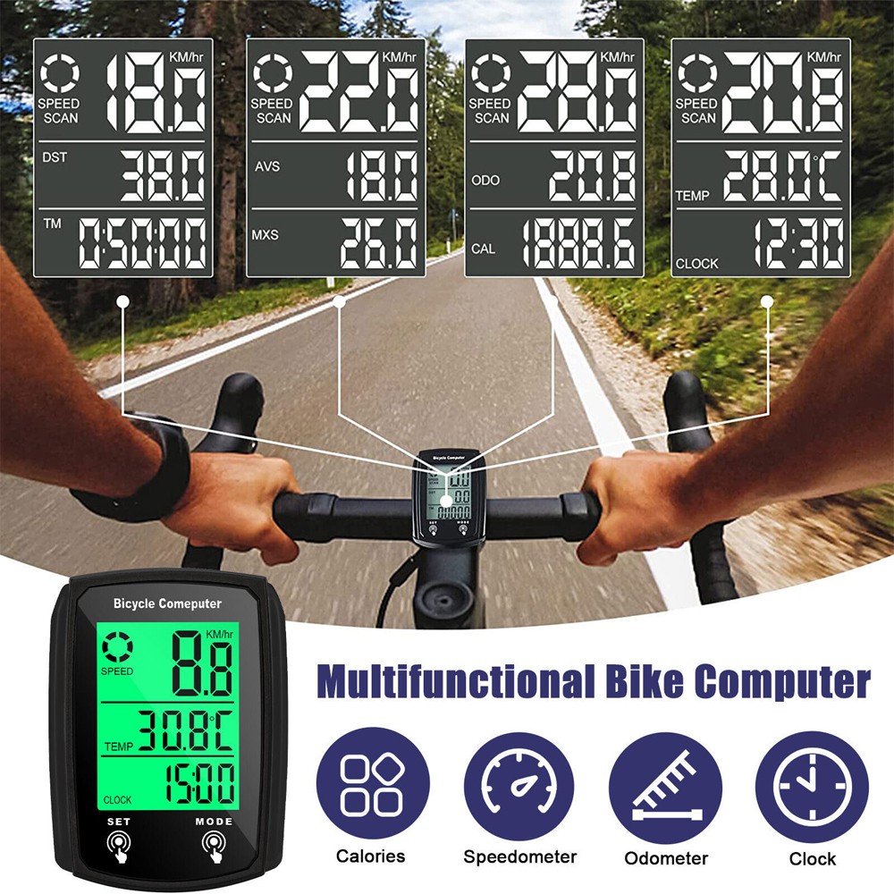 4PCS Bike Bicycle Speedometer Cycle Digital Odometer Computer Waterproof LCD