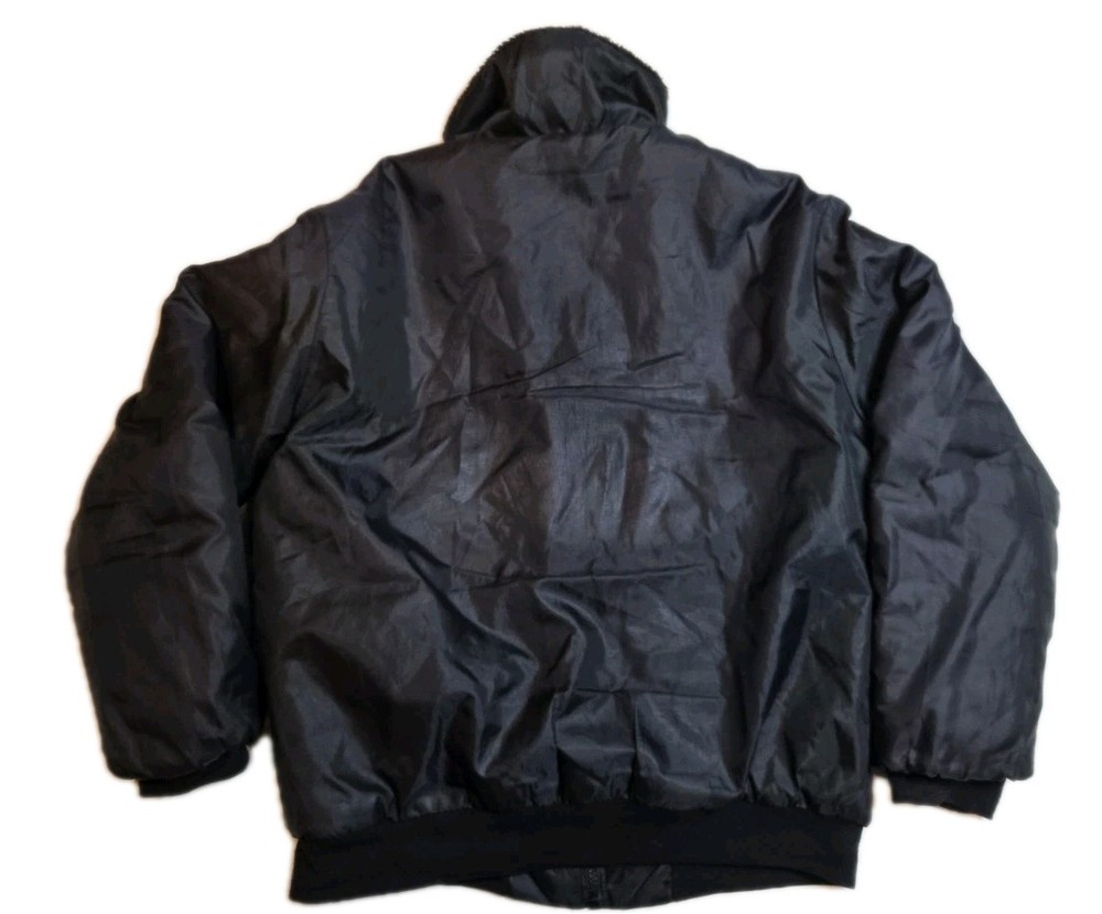 Vintage Security Bomber Jacket Black Quilted Puffy First Class M USA Patch