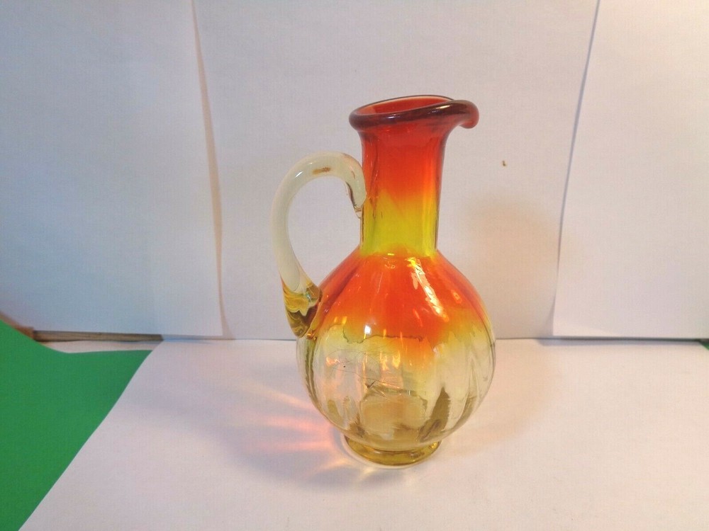 Studio Art Glass 5" Amberina Panel Optic Pitcher (Used/EUC)