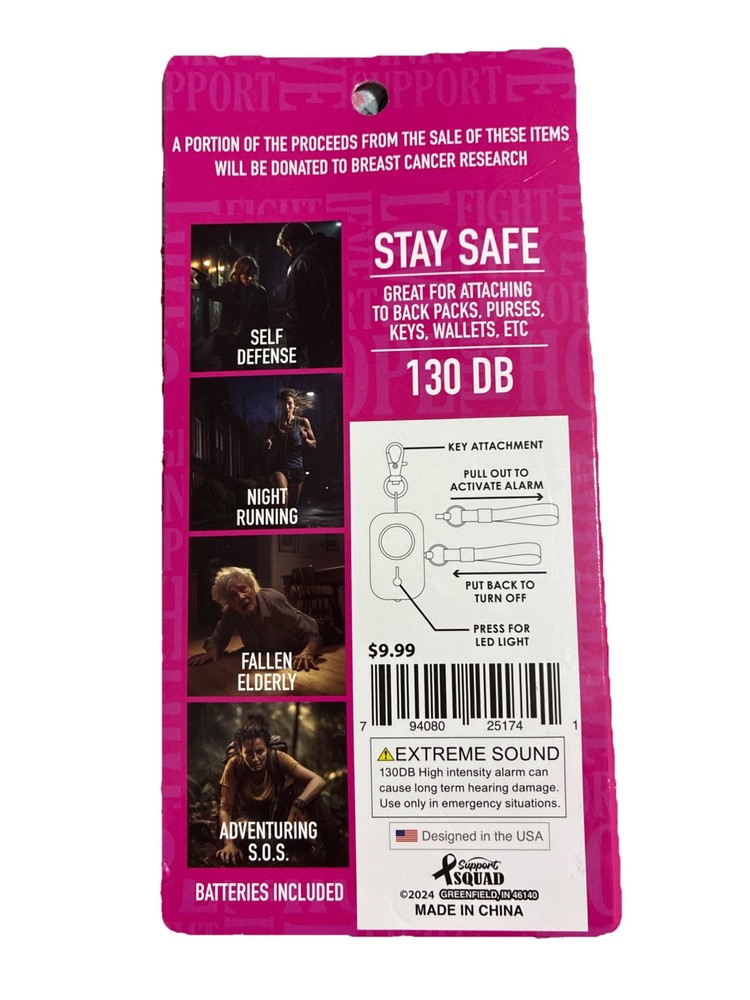 Support Squad Panic Alarm With Key Ring, LED light