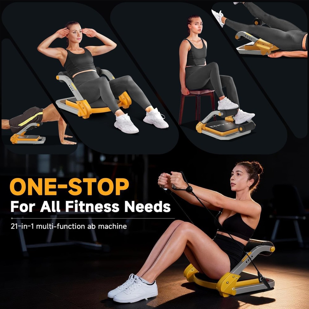 Ab Trainer/Crunch Machine, Ab Workout Equipment, 4 Adjustable Resistance, Sit...