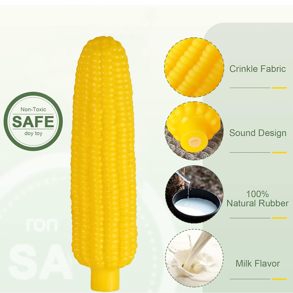 Durable Indestructible Dog Chew Toy - Squeaky Corn Stick for Aggressive Chewers