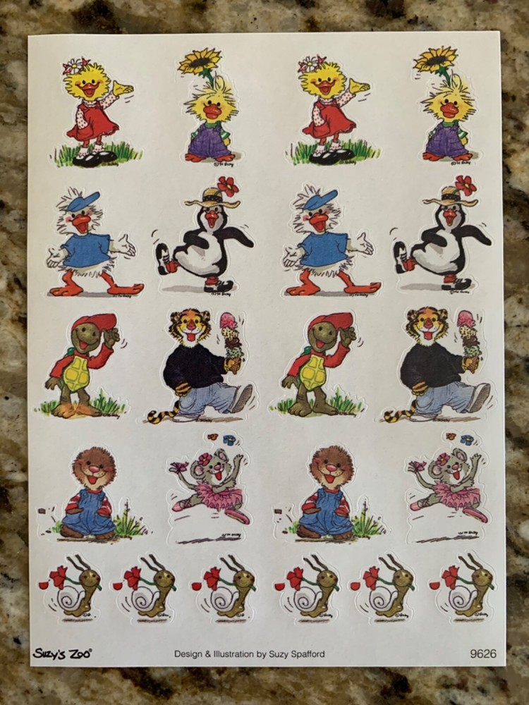 10 Suzy's Zoo sticker sheets (lot 2)