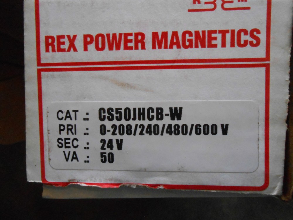 REX TRANSFORMER CONTROL CS50JHCB-W 24Volt (M-6)