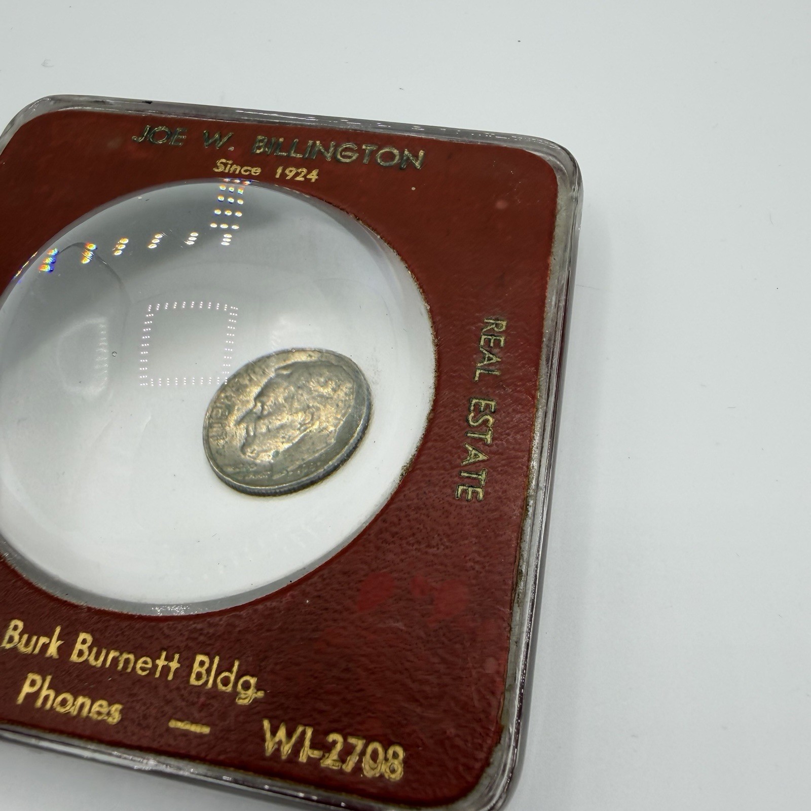 Vintage Glass Advertising Bubble Magnifier/Paperweight - Real Estate Insurance ￼