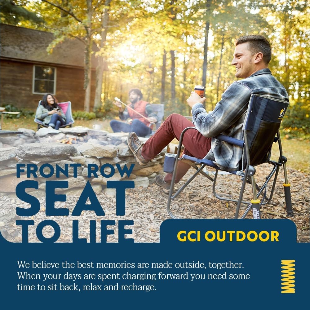 Freestyle Rocker with Side Table Camping Chair with Solid, Durable Armrests