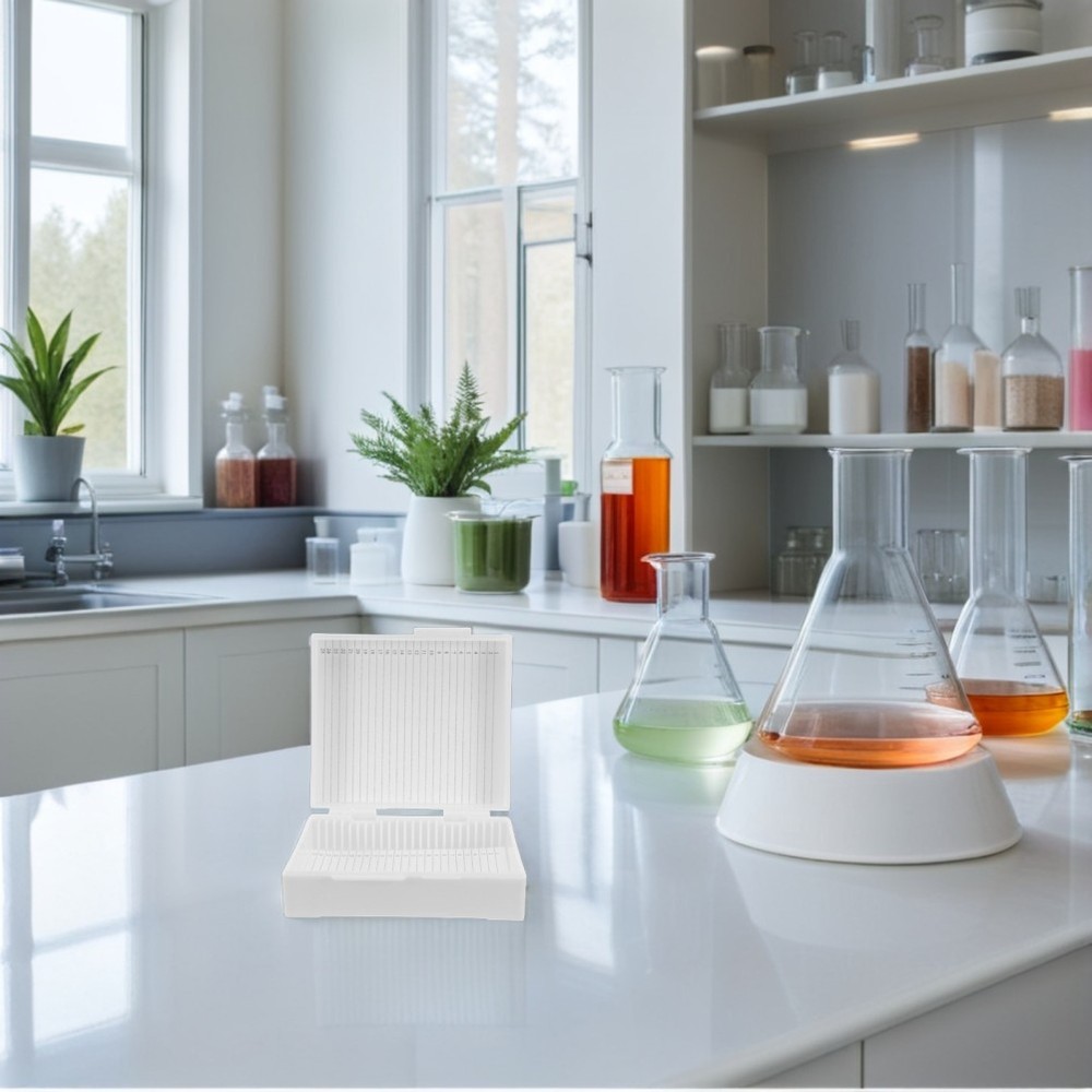 Microscope Accessories Slide Case Plastic Rectangle Holder Storage Organizer