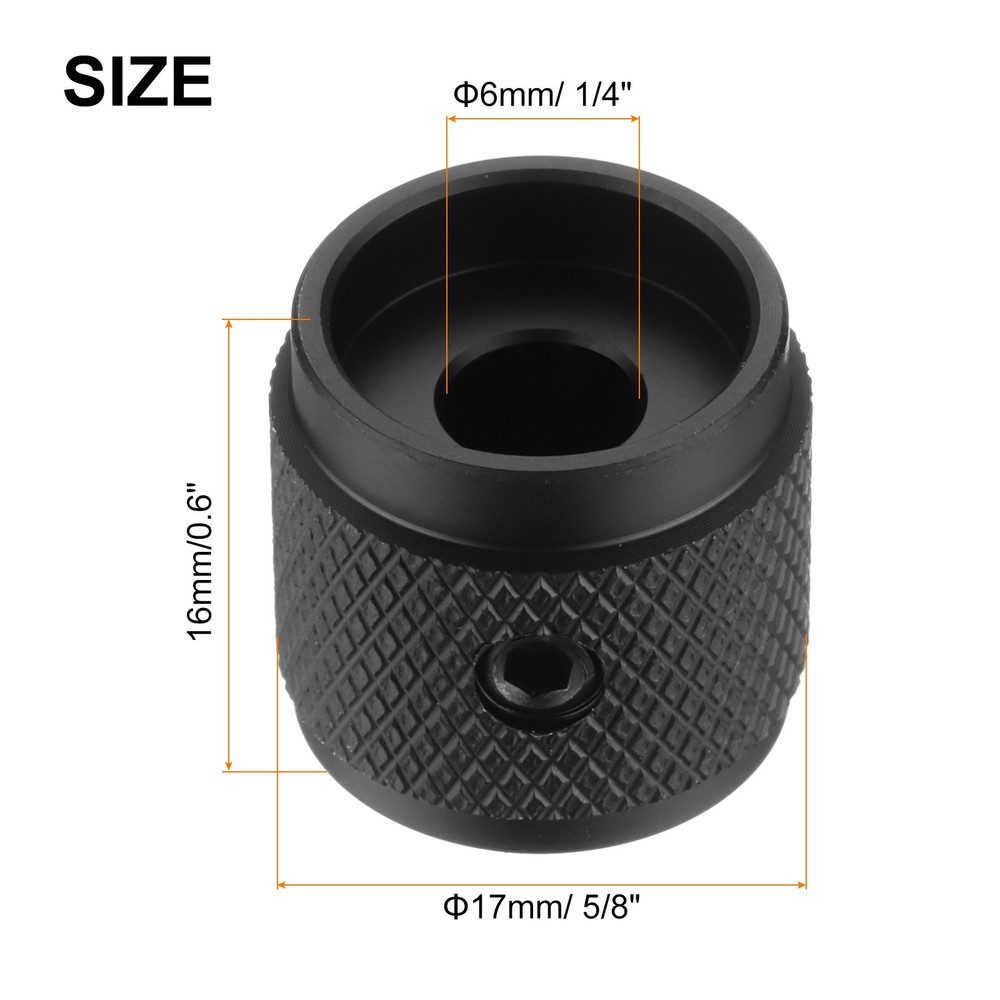6PCS Guitar Knobs Metal, Volume Tone Control Dome Knobs 1/4" x 5/8", Black