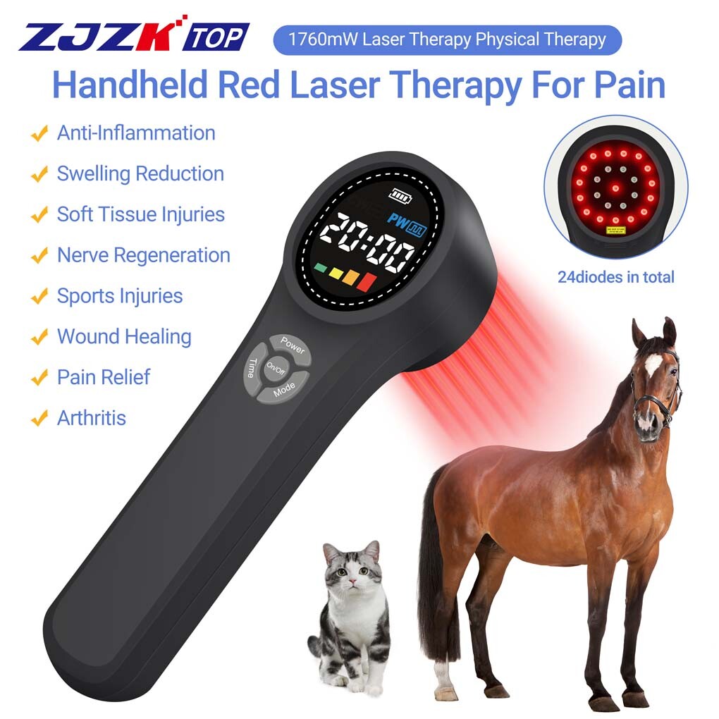 Medical 1760mW Cold Laser Therapy Device Class 3b Human Horses Dogs Pain Relief