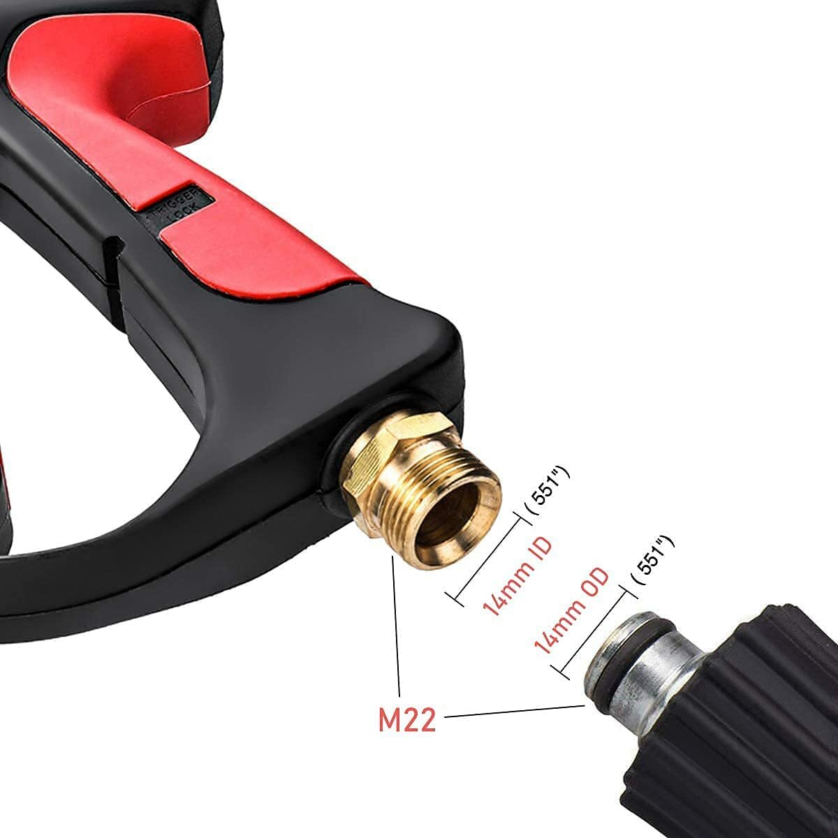 1/4" Pressure Washer Gun + Extension Wand Lance +5 Nozzle Tips /30/50FT Hose M22