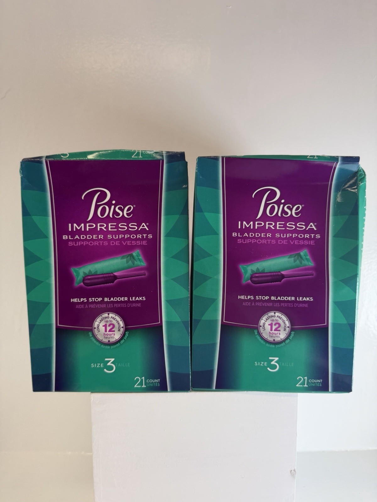 Poise Impressa Women's Bladder Supports Size 3, 21 Count Disposable pack of 2