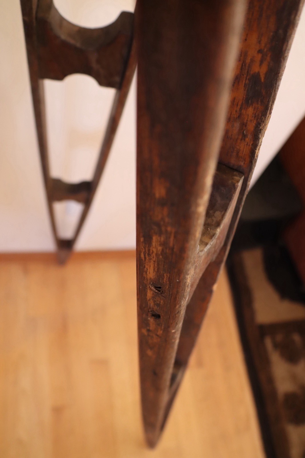 Antique Wood Survey Tripod Oak And Brass