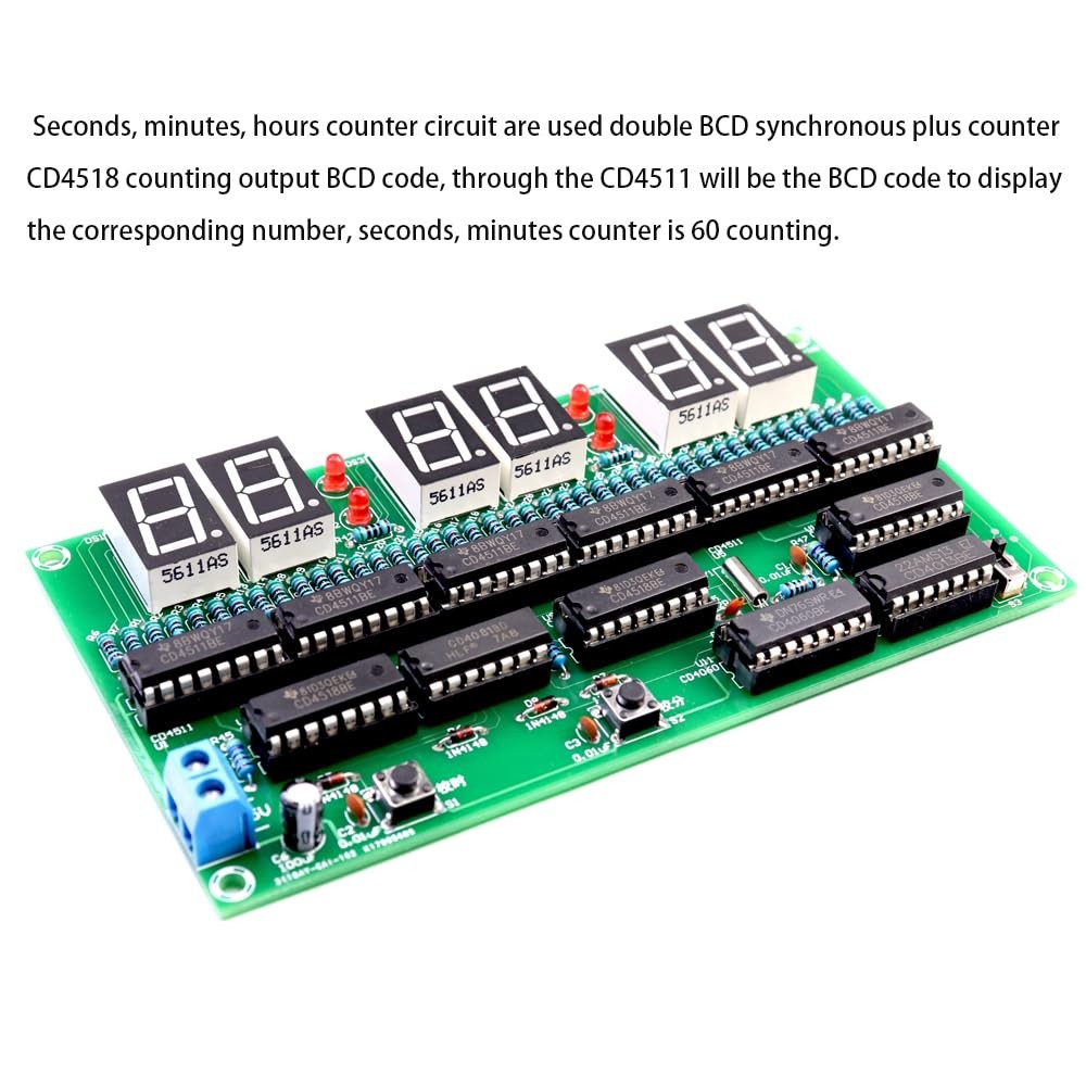 DIY Electronic Clock kit 6 bit Digital Circuit Clock Soldering kit Skill Cont...