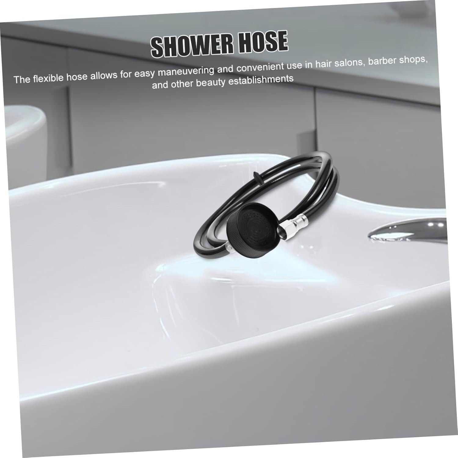 Salon Shampoo Faucet Sprayer Head Black Rubber Hose Beauty Equipment 120cm/47"