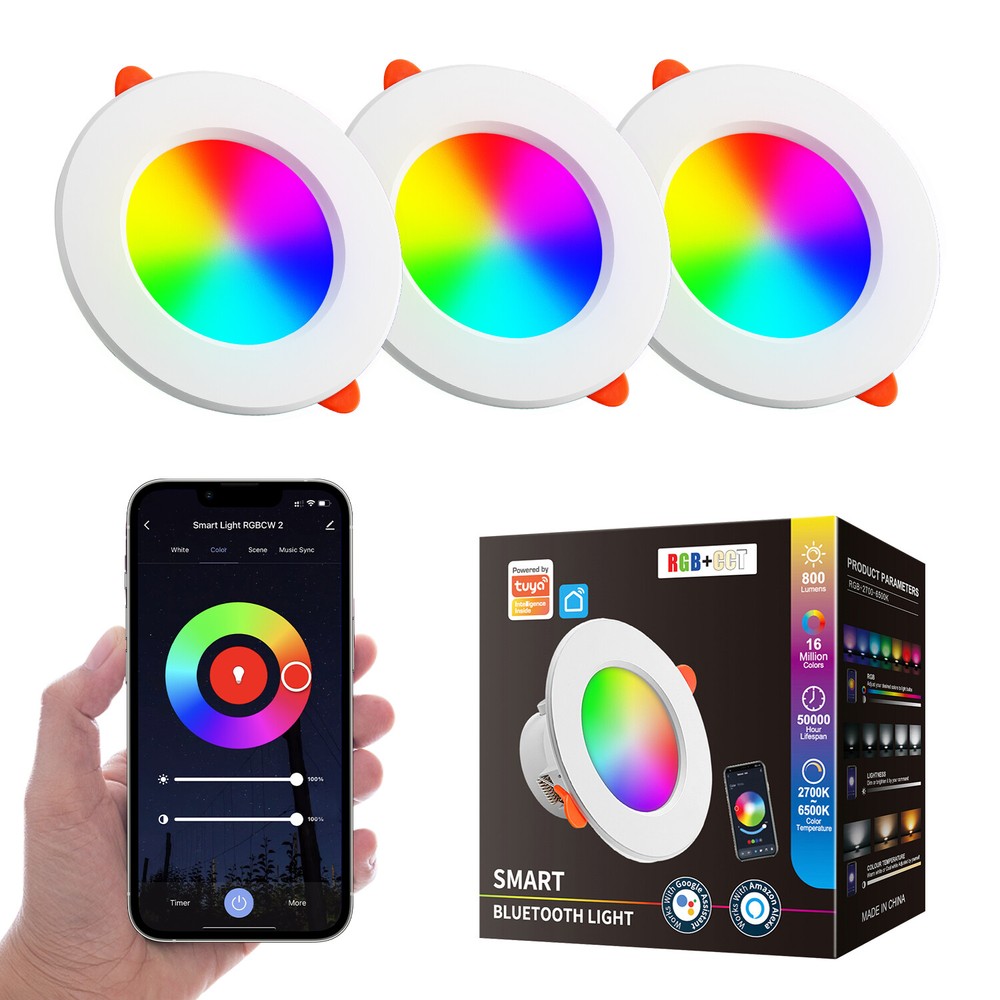 1-4PCS RGB Colour Changing Ceiling Light APP Control 4in Smart LED Ceiling Light
