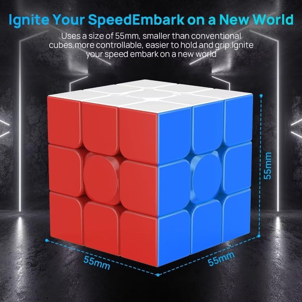 Magnetic Speed Cube 3x3 Stickerless - Professional Competition Cube with 24 Stro