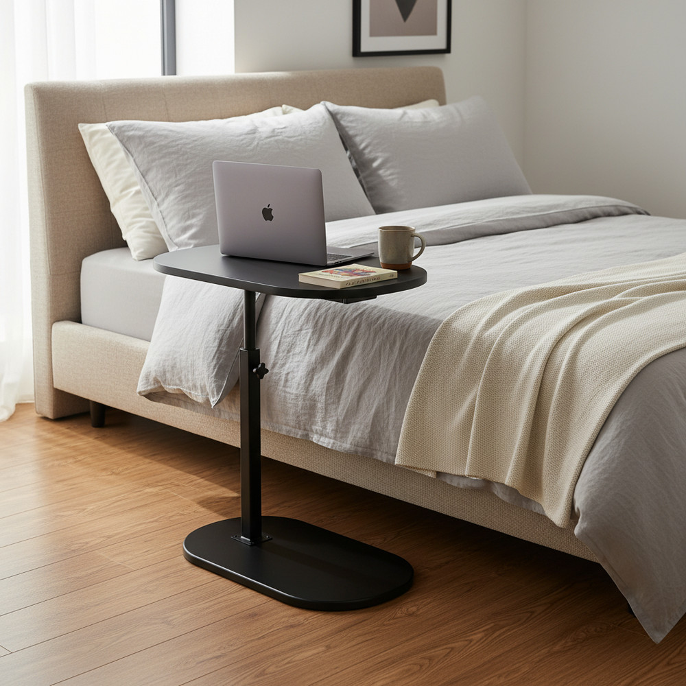 Adjustable Height Flip Top Side Table Overbed Sofa Side Table for Home Office