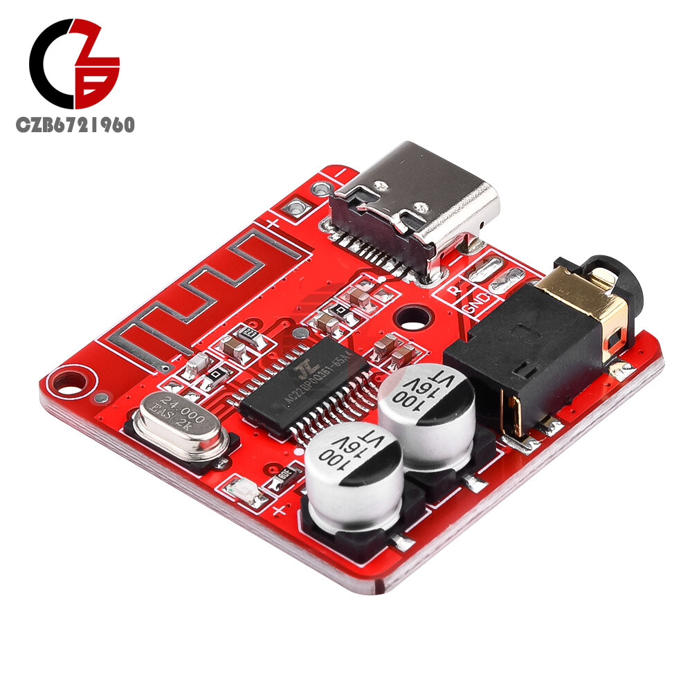 6pcs 3.7-5V Mini Bluetooth5.1 Audio Receiver MP3 Decoder Amplifier Module Type-c