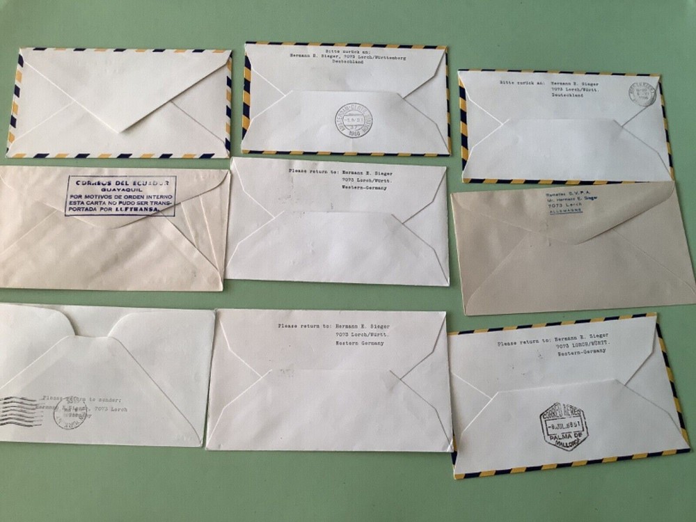 Airmail flight cover mixed world 9 items Ref A1469