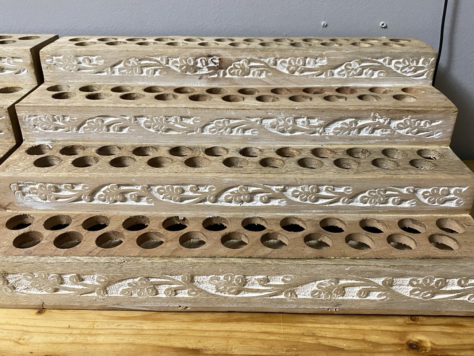 Set Of 2 Tiered Decorative Wooden Display Stands 92 Small items Ea. (184 Total)