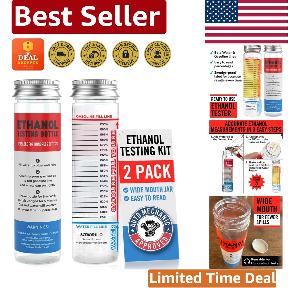 2-Pack Reusable Ethanol Testing Kit - Quick & Clear Fuel  Bottles