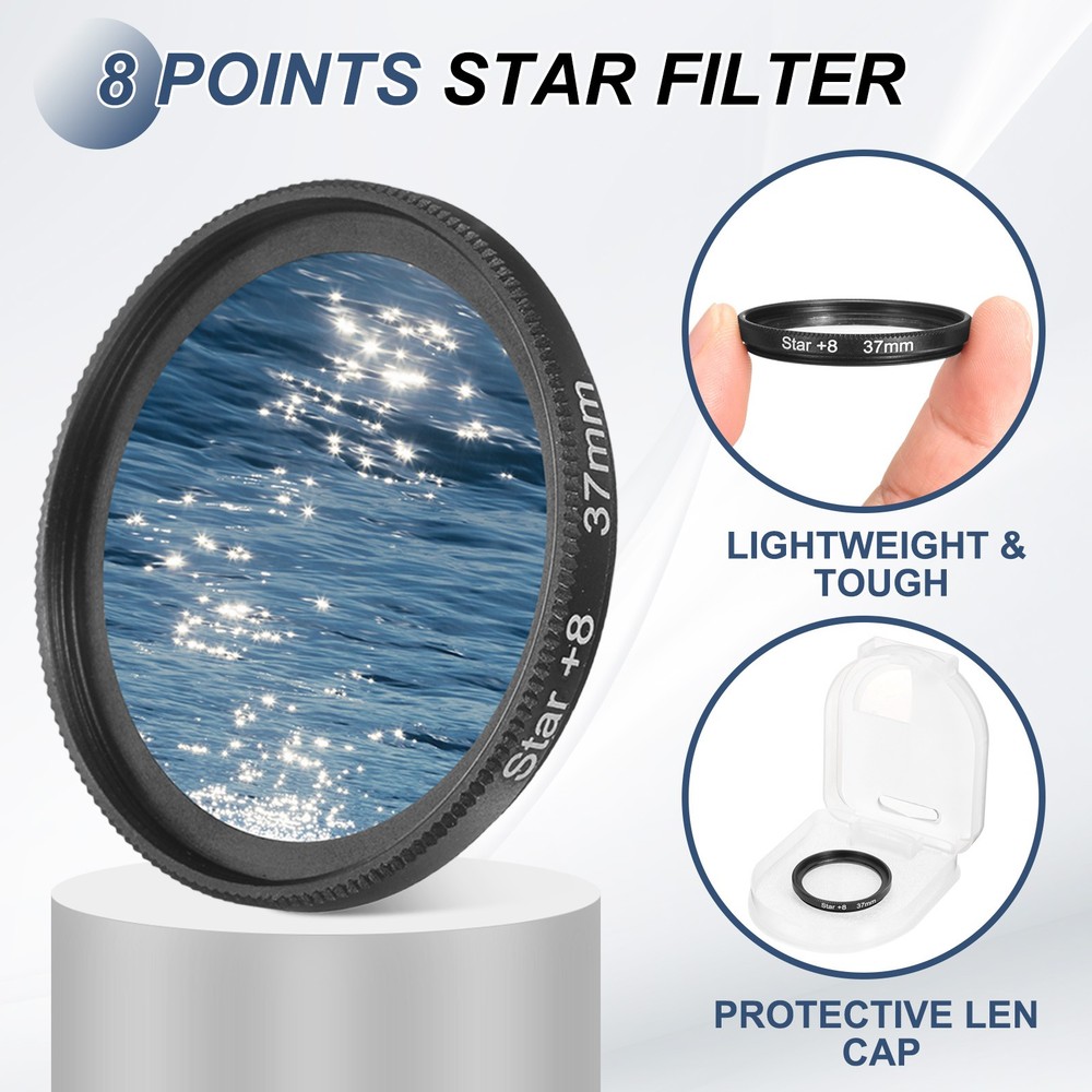 55mm Star Filter 8 Points Starburst Len Filter Variable Twinkle Effect Black