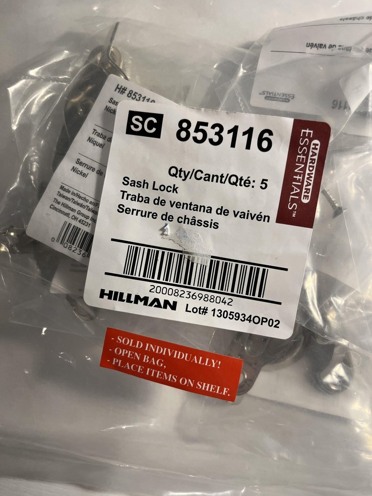 9pk Hillman Hardware Essentials Window Sash Lock Nickel Silver Set 853116