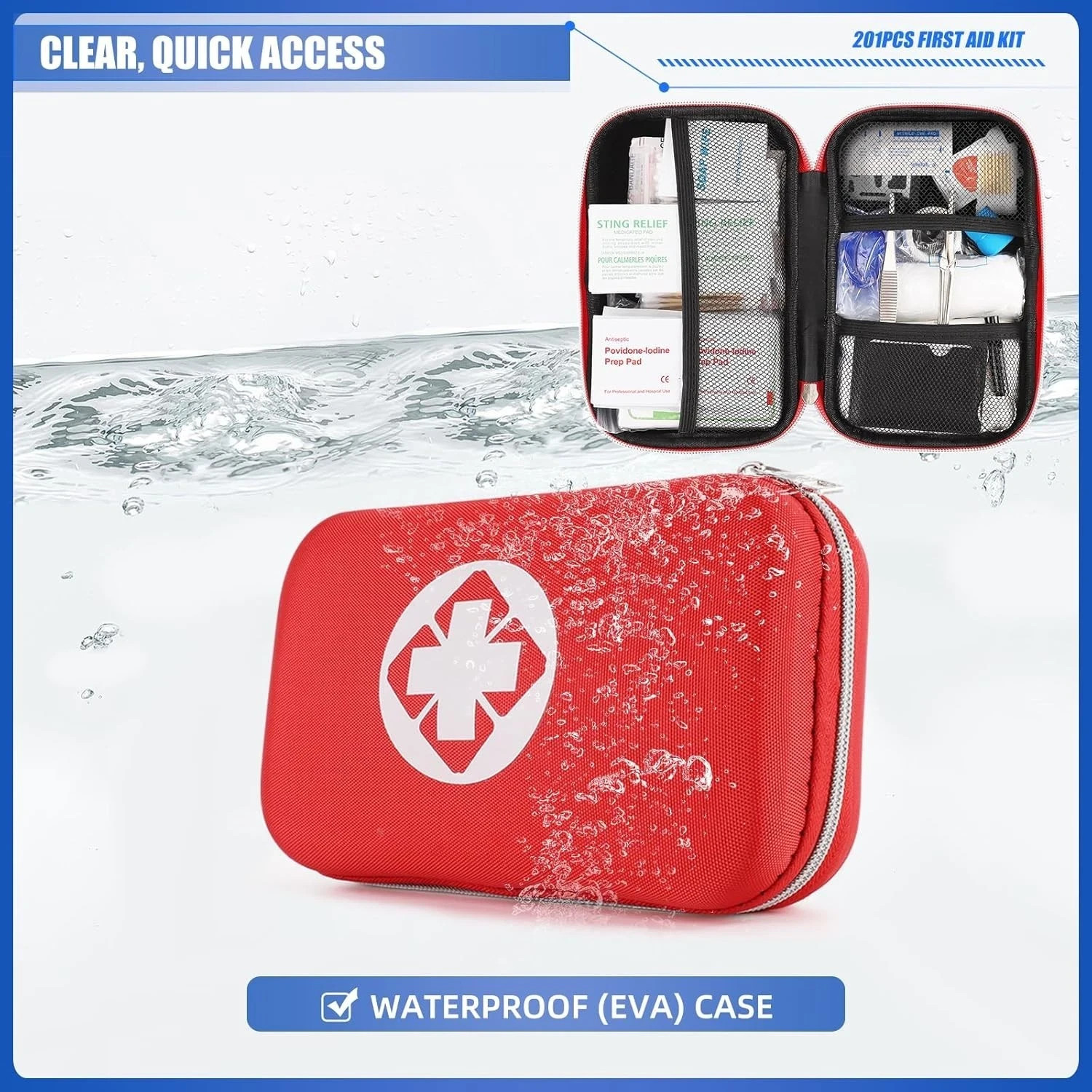 201 PCS First Aid Kit,Trauma Kit with Essential Emergency Medical Supplies