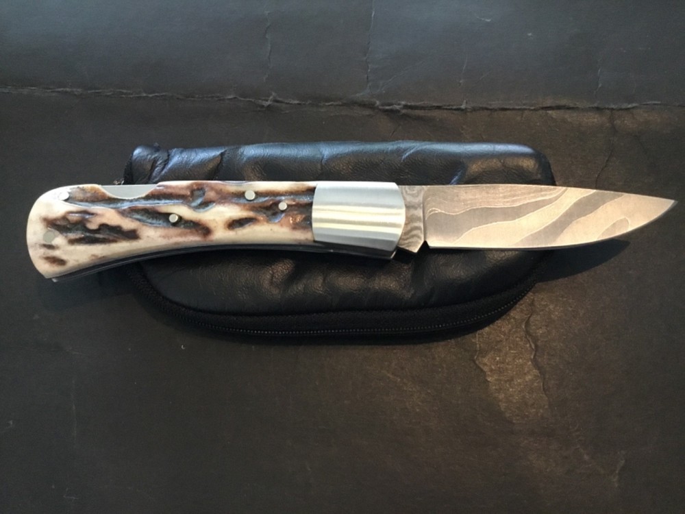 Custom Tommy Lee Premium Stag Lockback, Folder Folding Knife