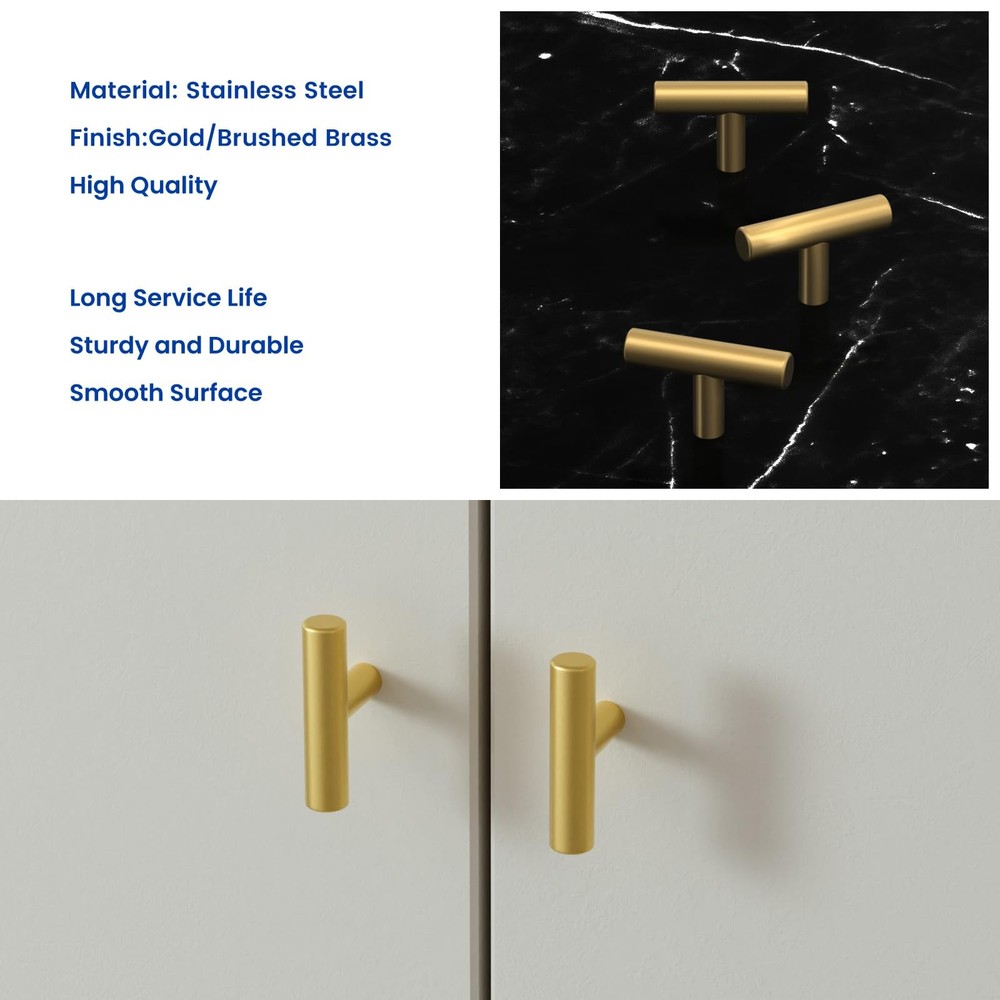 25 Pack Gold Cabinet Knobs Brushed Brass Kitchen Knobs Gold Drawer Knobs Bath...