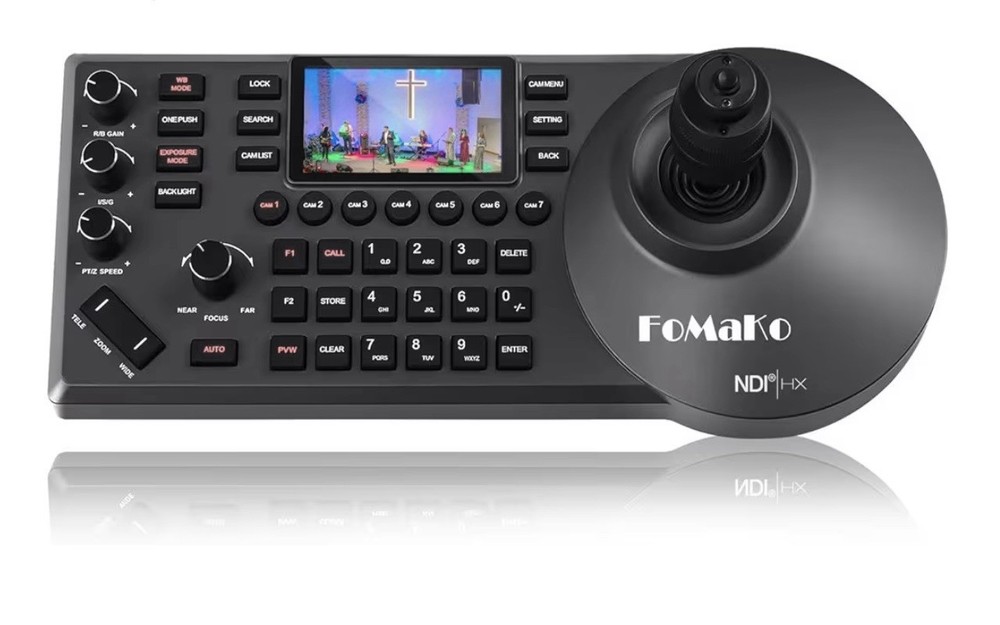 Pro NDI PTZ Camera Controller, Built-in LCD Preview, 4D Precision Joystick