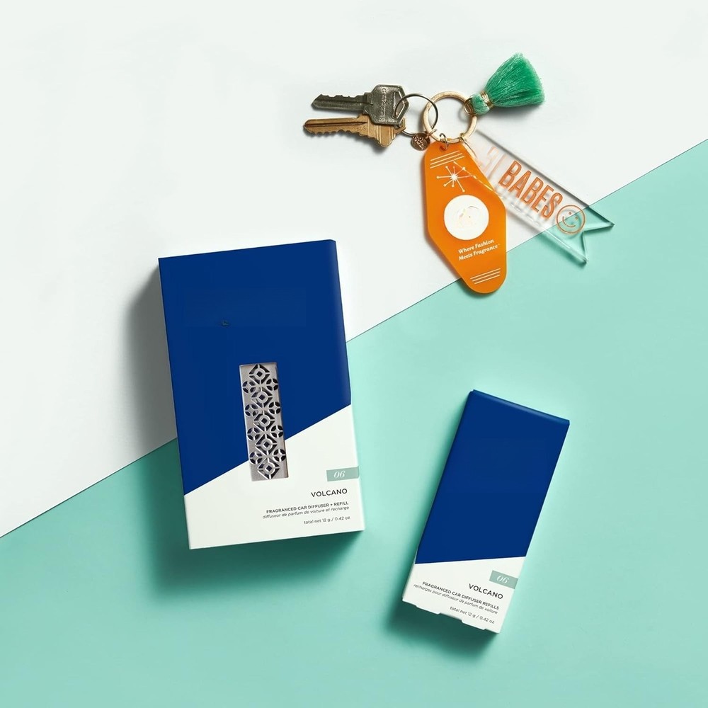 Volcano Scented Car Diffuser (with Refill) Includes Tropical Fruit Scent Refill