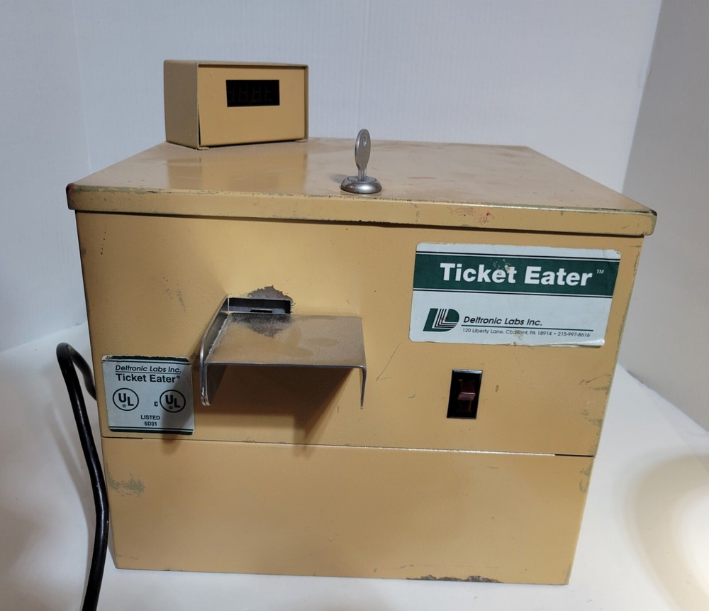 Deltronic Countertop Ticket Eater DL 5000 W/ Riser & 1 Key Working W/Issues READ