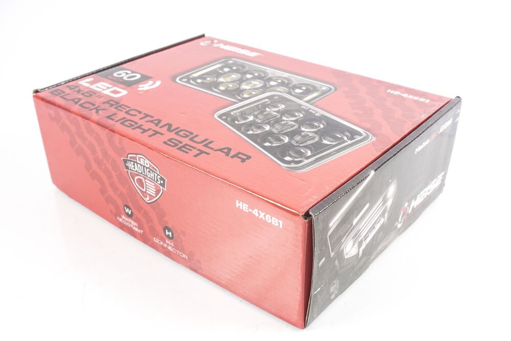 Heise HE-4X6B1 4x6" Rectangular Headlight Black Front Face