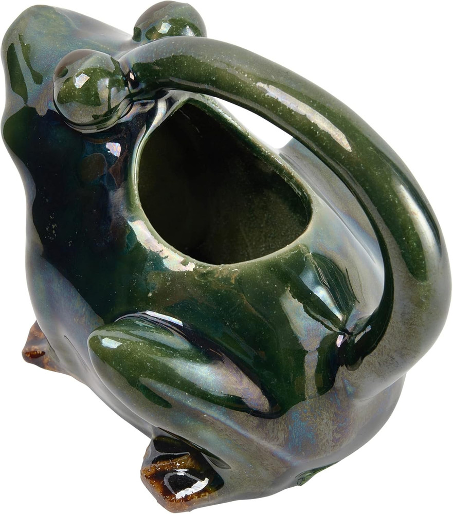 Stoneware Frog Watering Pitcher, Green