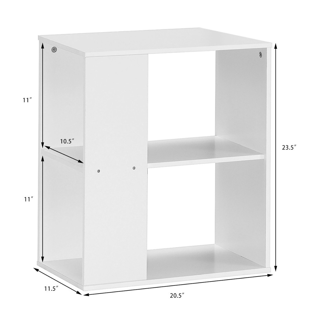 2pcs Multi-functional Side Table 2-Tier Bedside Sofa Table w/ Shelves White