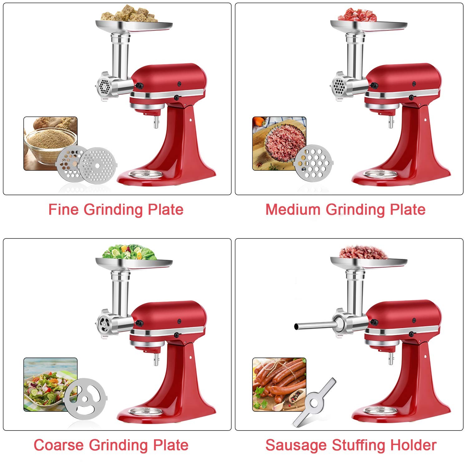 3Sets For KitchenAid Meat Grinder+Prep Slicer+Jams Juicer Stand Mixer Attachment