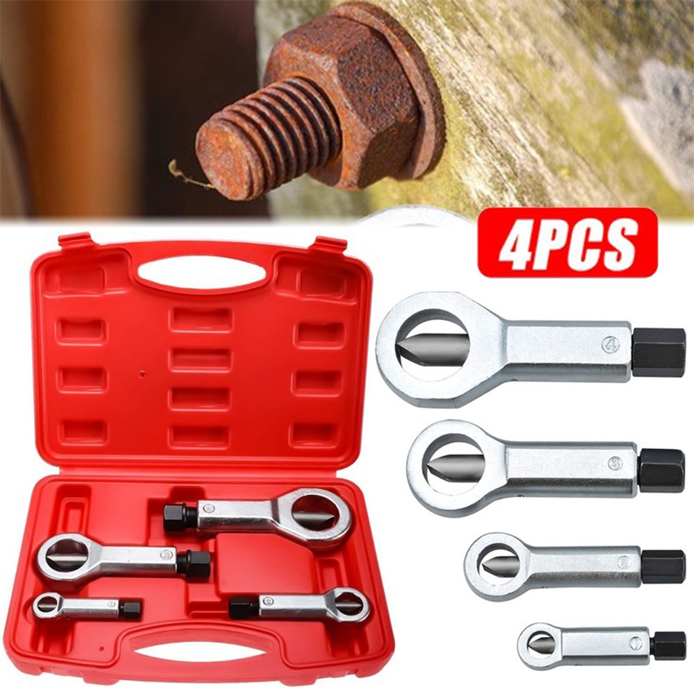 4PCS Nut Splitter Breaker 9-27mm Nut Remover Extractor Adjustable Cracker Tools