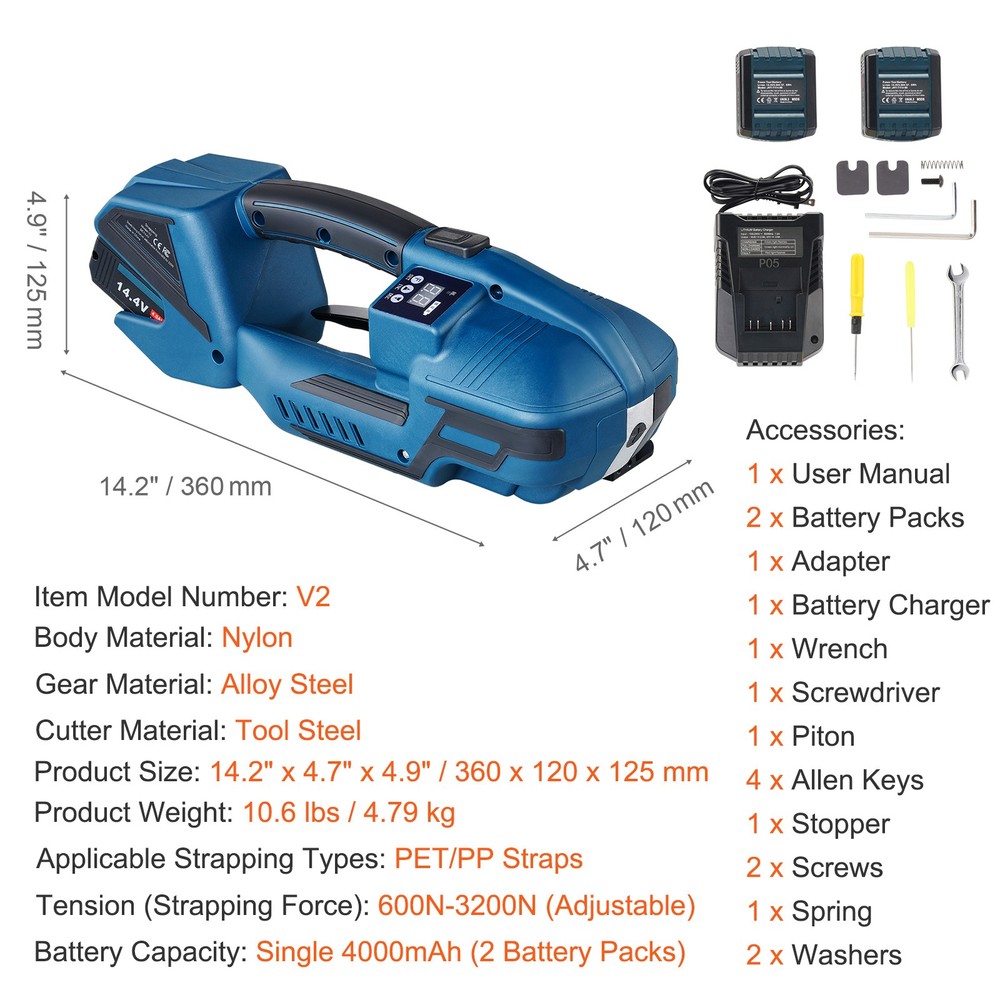 Electric Strapping Machine for PP/PET Straps, Digital Display