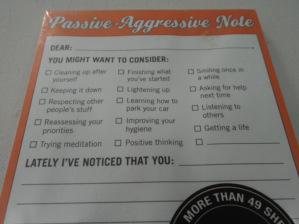 Nifty Notes "Passive-Aggressive" 49+ Page Funny Novelty Notepad (New, Sealed)
