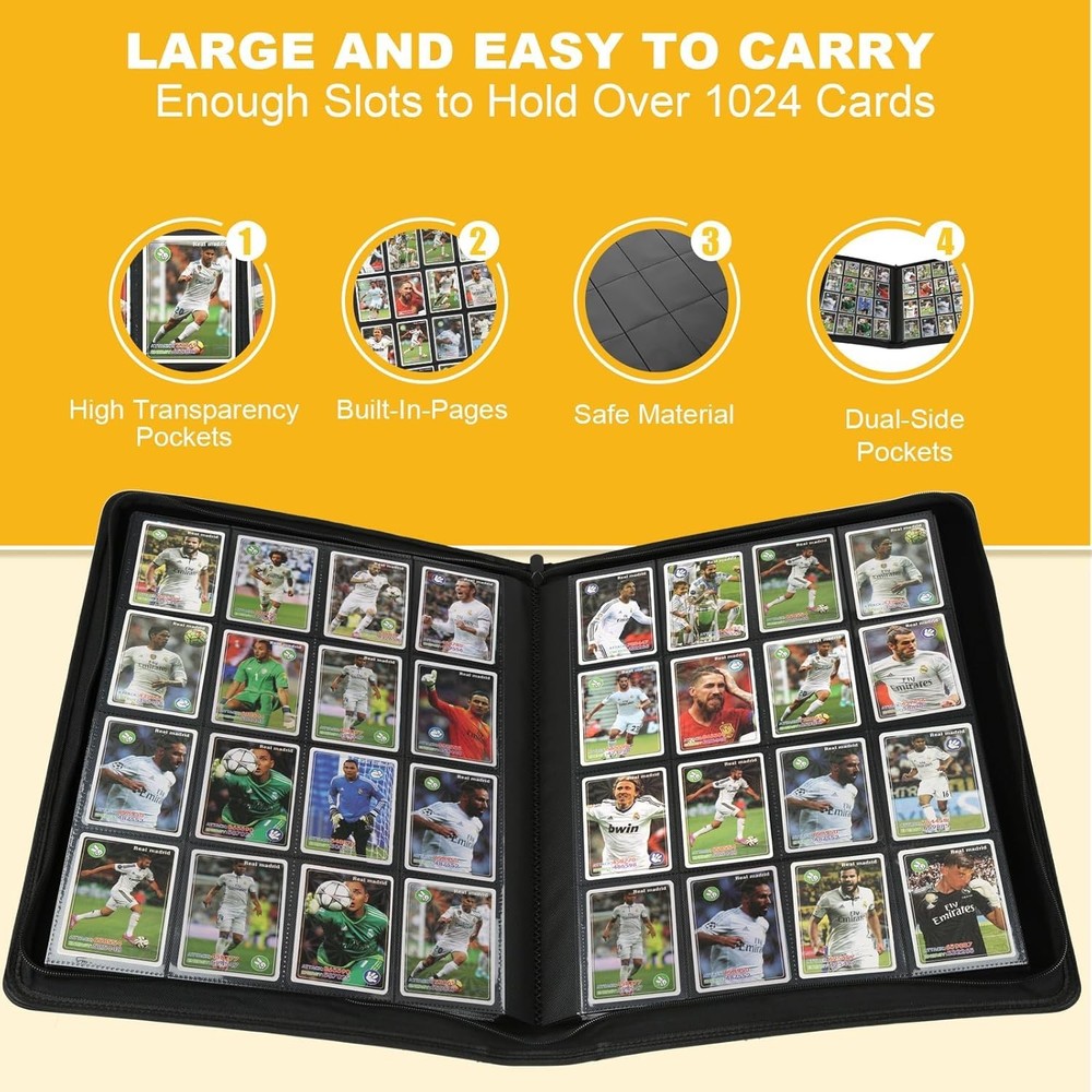 Premium Ringless Trading Card Binder - 1024 Capacity, 16 Side-Loading Pockets...