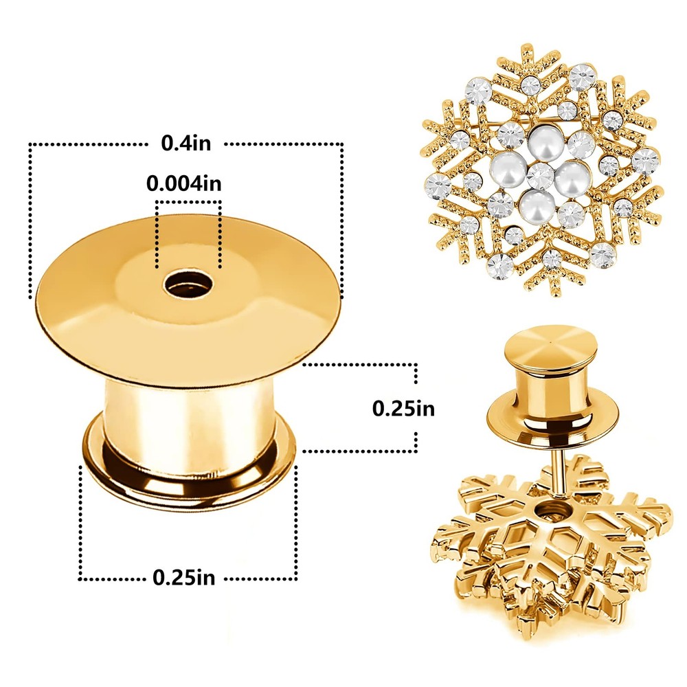 DUFEIMOY 30Pcs Metal Locking Pin Backs, Locks Keeper Clasp, Gold