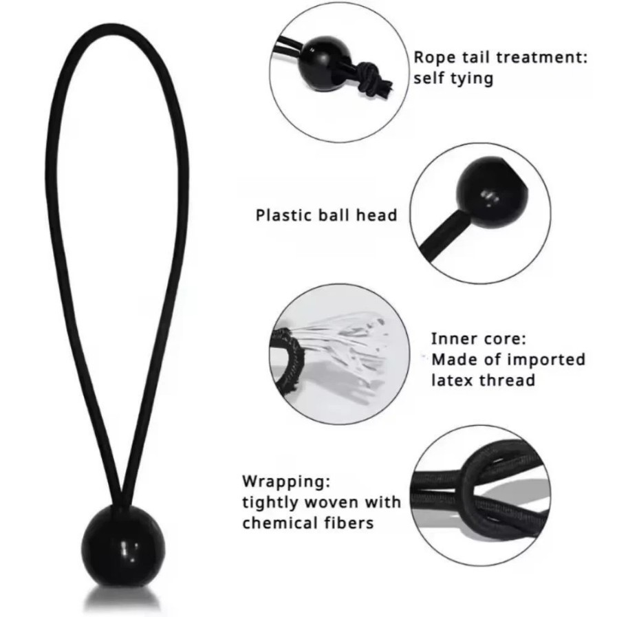 6" Ball Bungee Bungie Cord 100Pcs Black Heavy Duty Canopy Tarp Tie Downs * \
