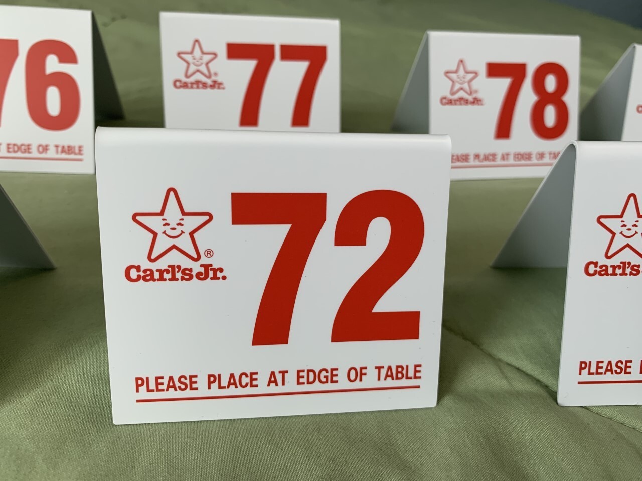 Classic Carls Jr Table Tent Number 50 thru 99