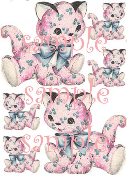 Vintage Calico Kitty Waterslide Decal
